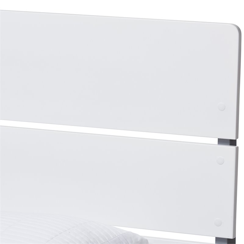 Bowery Hill Twin Slat Platform Bed with Trundle in White