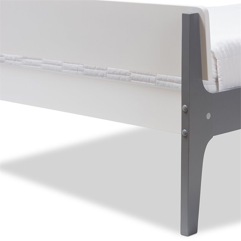 Bowery Hill Twin Slat Platform Bed with Trundle in White
