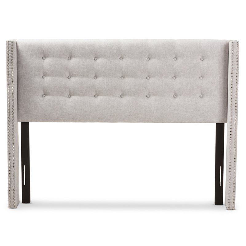 Bowery Hill Upholstered Grayish Beige Headboard Wingback Button-Tufted 83.27