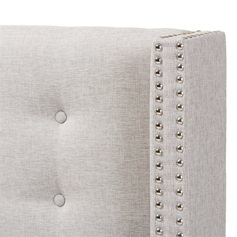 Bowery Hill Upholstered Grayish Beige Headboard Wingback Button-Tufted 83.27