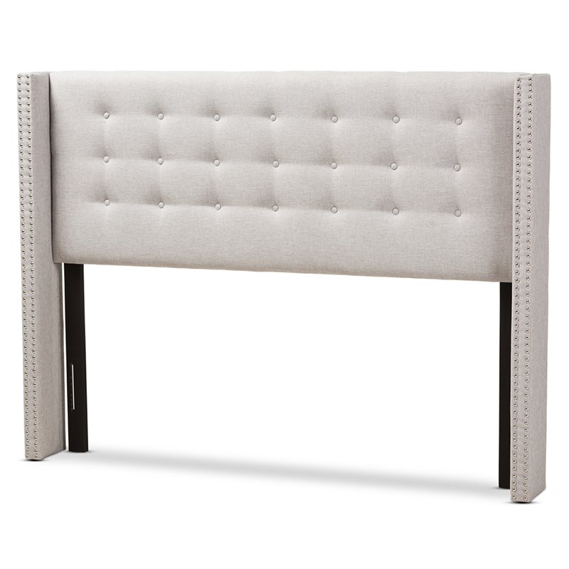 Bowery Hill Upholstered Grayish Beige Headboard Wingback Button-Tufted 83.27