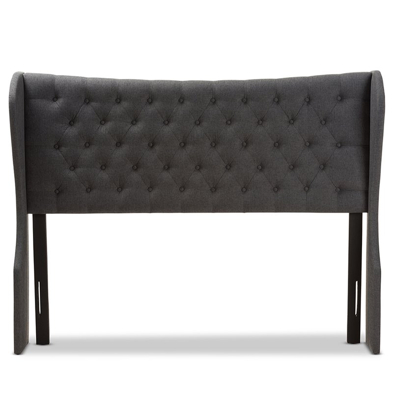 Bowery Hill Queen Winged Panel Headboard in Dark Gray