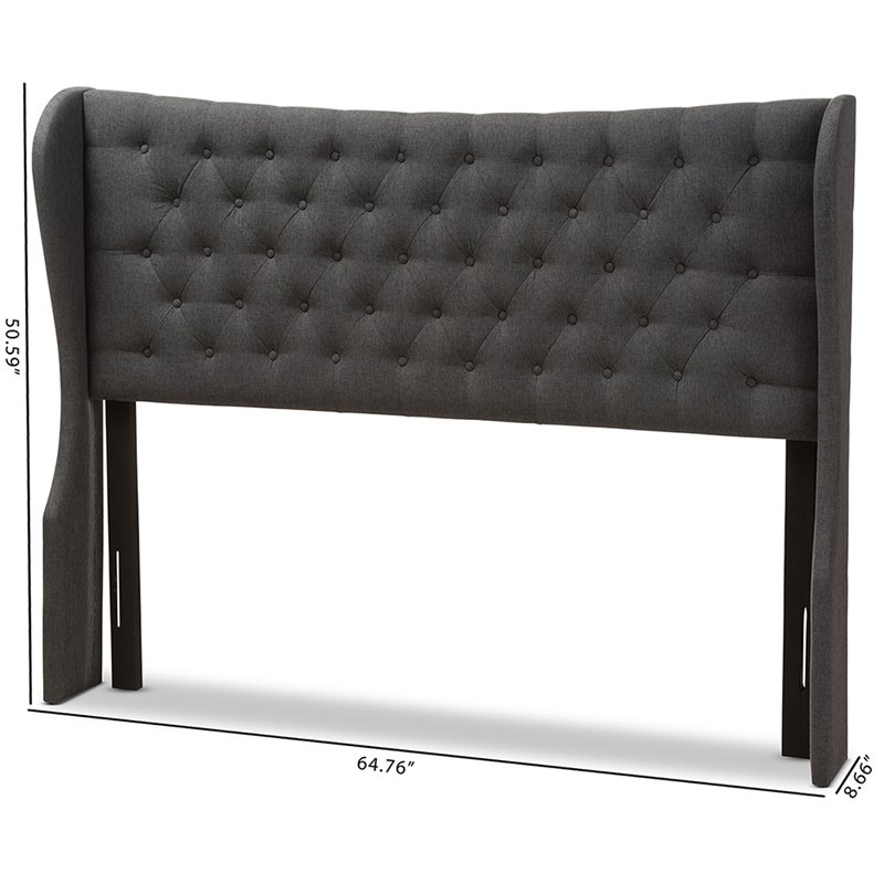 Bowery Hill Queen Winged Panel Headboard in Dark Gray