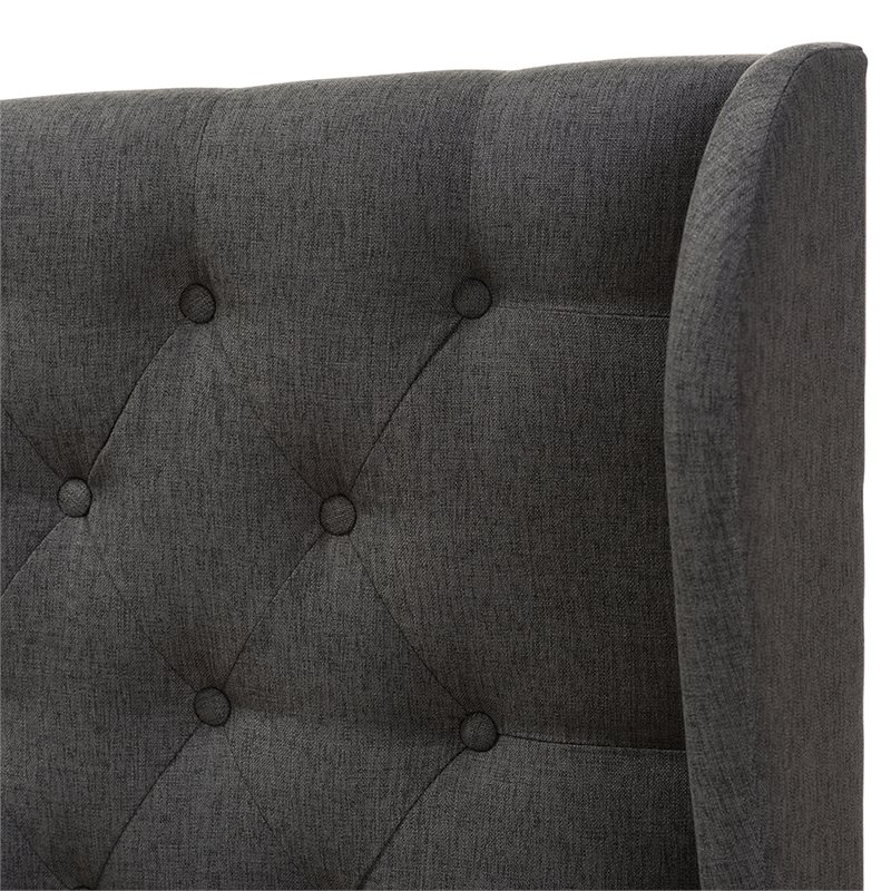 Bowery Hill King Winged Panel Headboard in Dark Gray