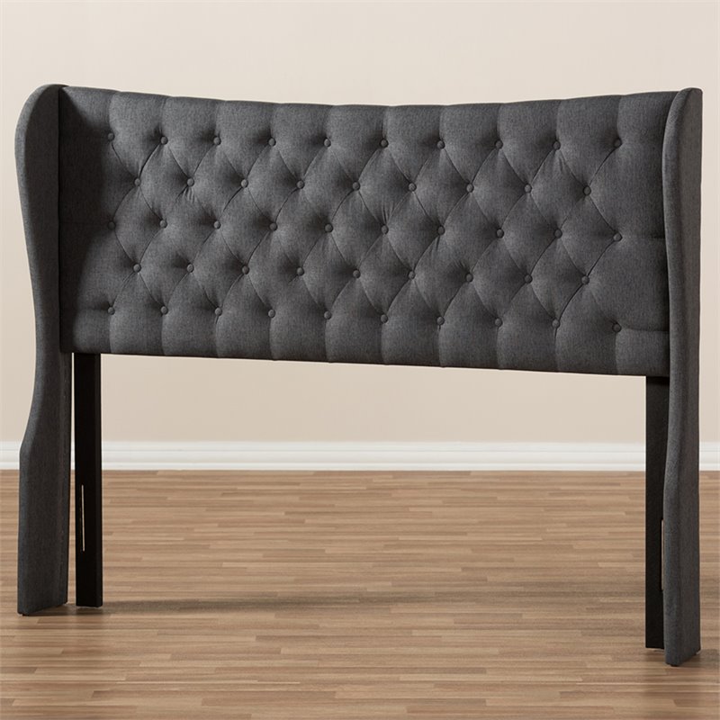 Bowery Hill King Winged Panel Headboard in Dark Gray