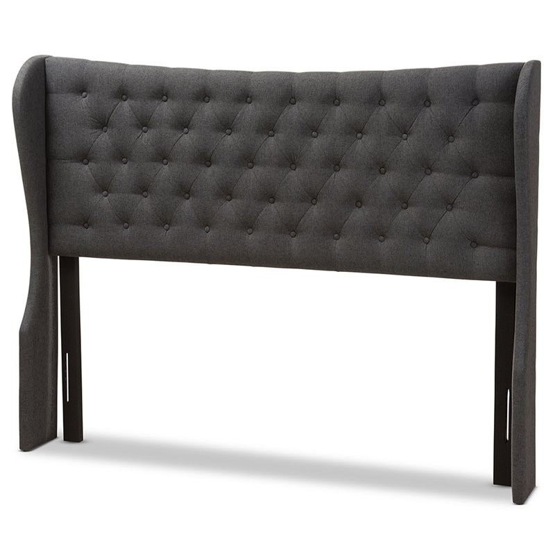 Bowery Hill King Winged Panel Headboard in Dark Gray