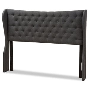 Bowery Hill King Winged Panel Headboard in Dark Gray