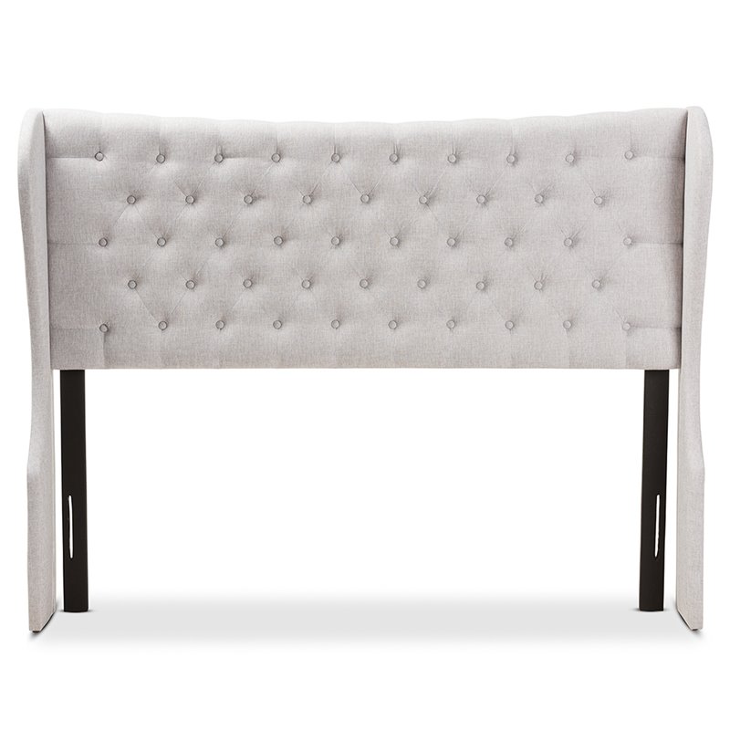 Bowery Hill Queen Winged Panel Headboard in Grayish Beige