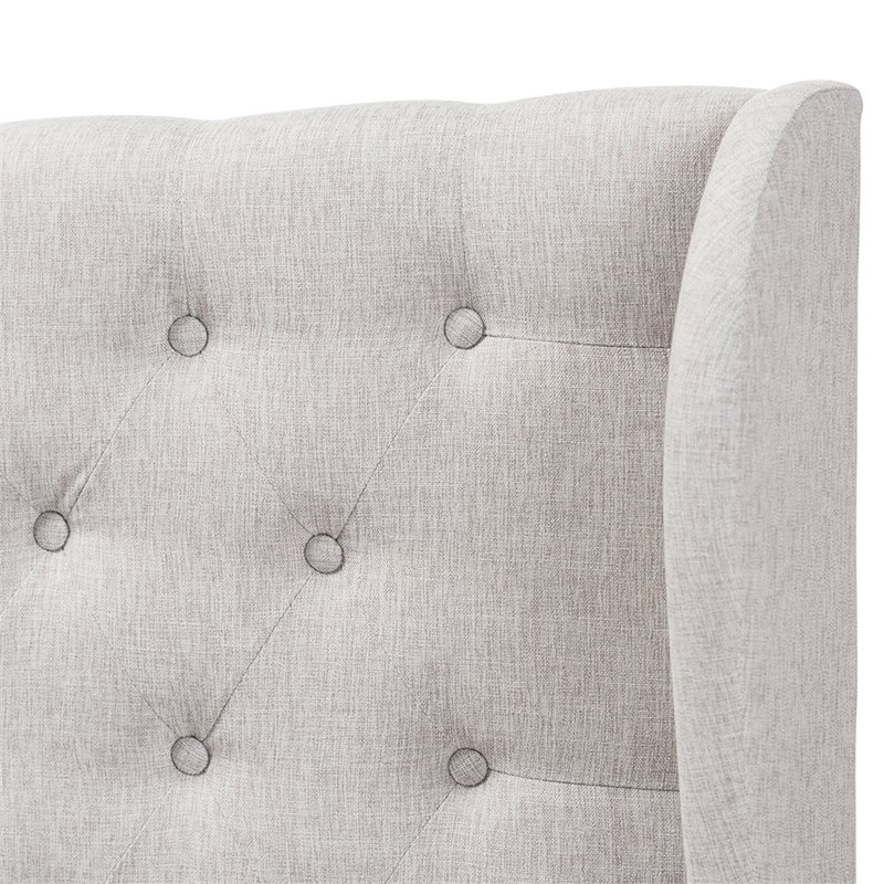 Bowery Hill Queen Winged Panel Headboard in Grayish Beige