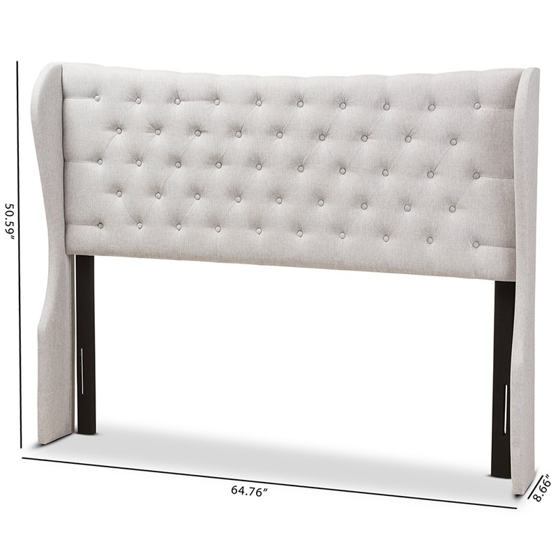 Bowery Hill Queen Winged Panel Headboard in Grayish Beige