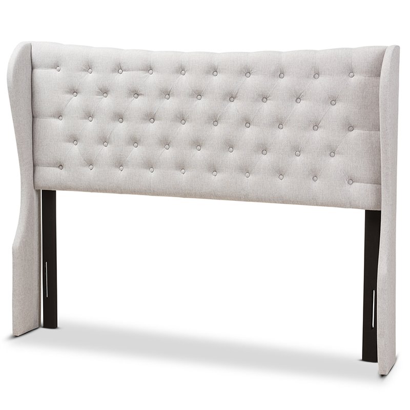 Bowery Hill Queen Winged Panel Headboard in Grayish Beige