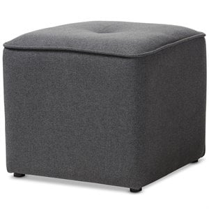 Bowery Hill Modern 16&quot Square Ottoman in Dark Gray