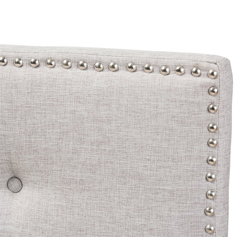 Bowery Hill Modern Tufted Full Panel Headboard in Grayish Beige