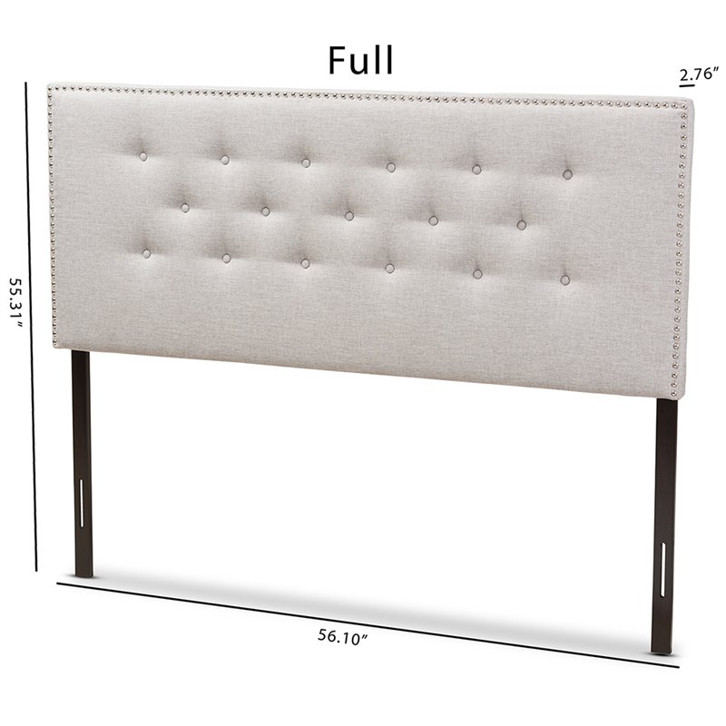 Bowery Hill Modern Tufted Full Panel Headboard in Grayish Beige
