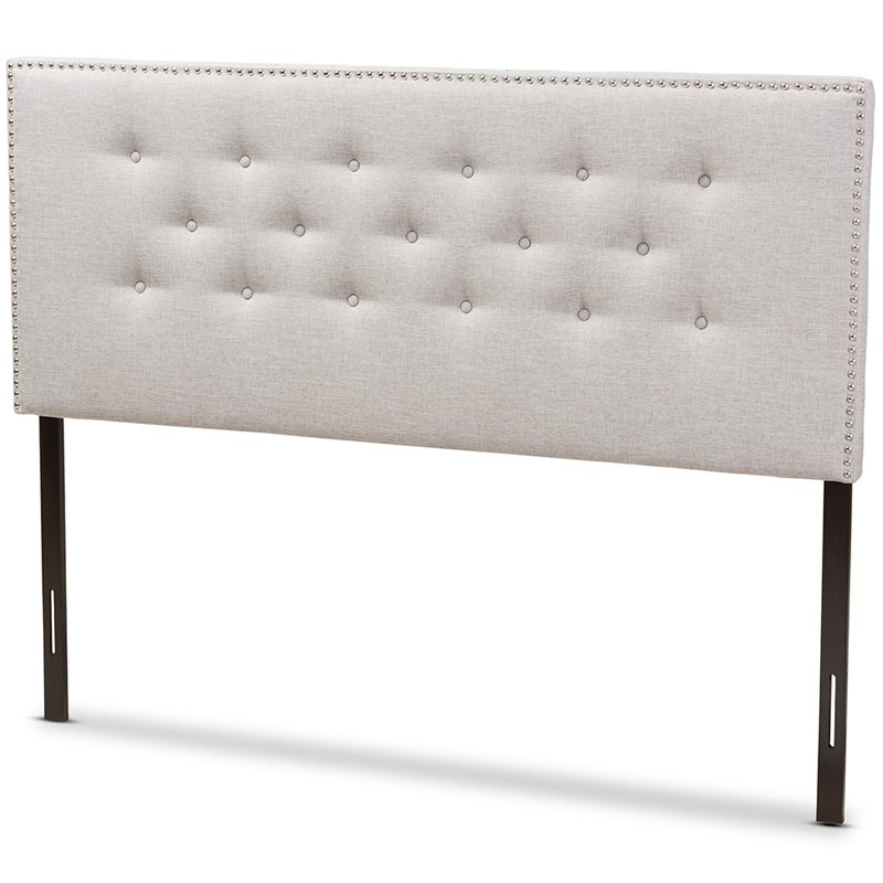 Bowery Hill Modern Tufted Full Panel Headboard in Grayish Beige