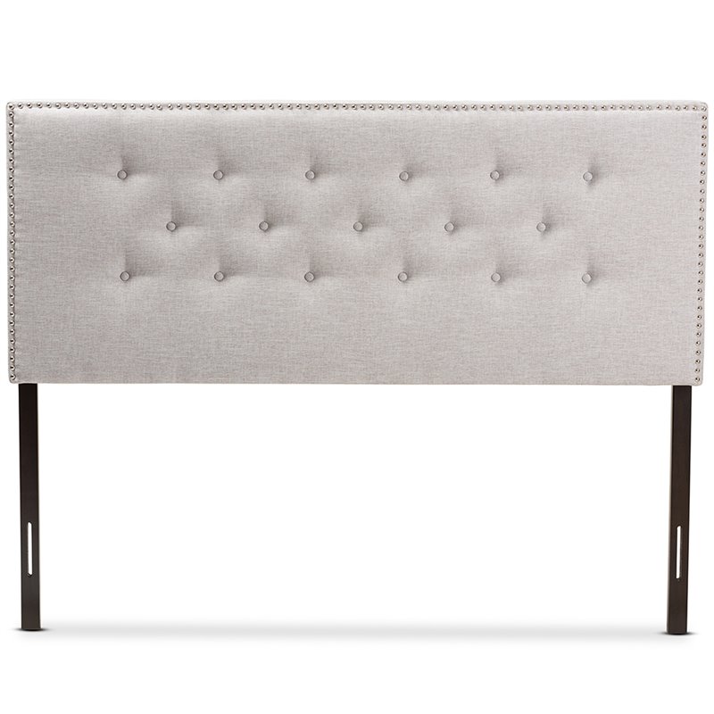 Bowery Hill Modern Fabric Tufted Queen Panel Headboard in Grayish Beige