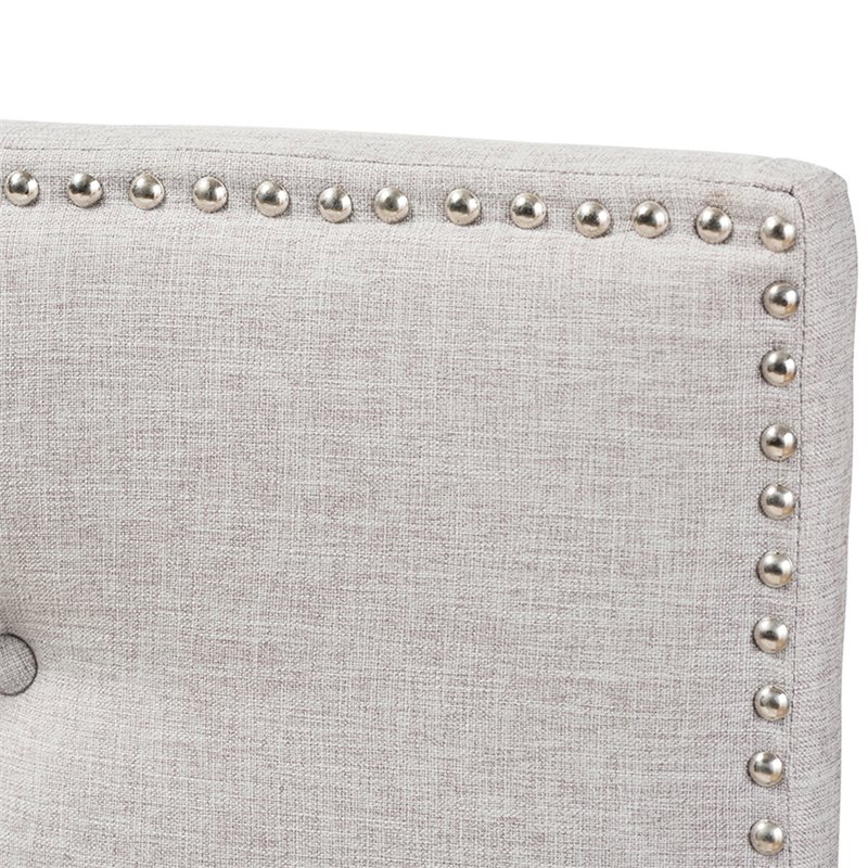 Bowery Hill Modern Fabric Tufted Queen Panel Headboard in Grayish Beige