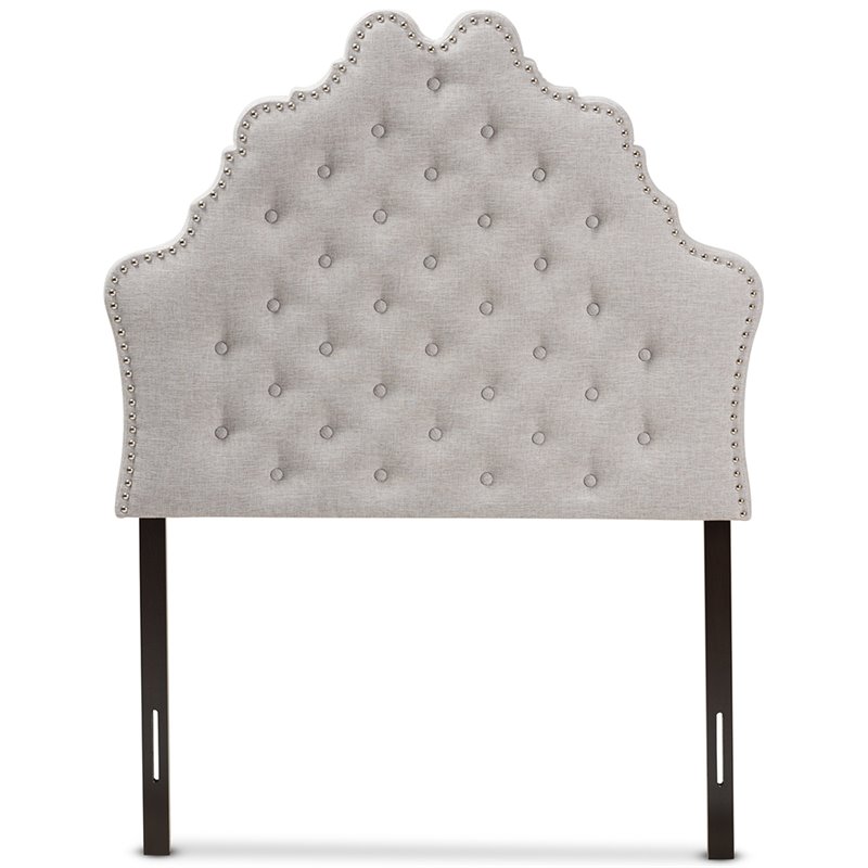 Bowery Hill Modern Tufted Twin Panel Headboard in Grayish Beige