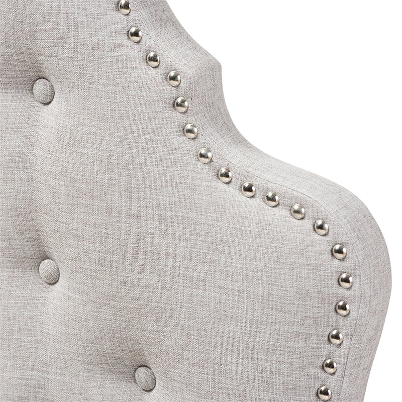Bowery Hill Modern Tufted Twin Panel Headboard in Grayish Beige