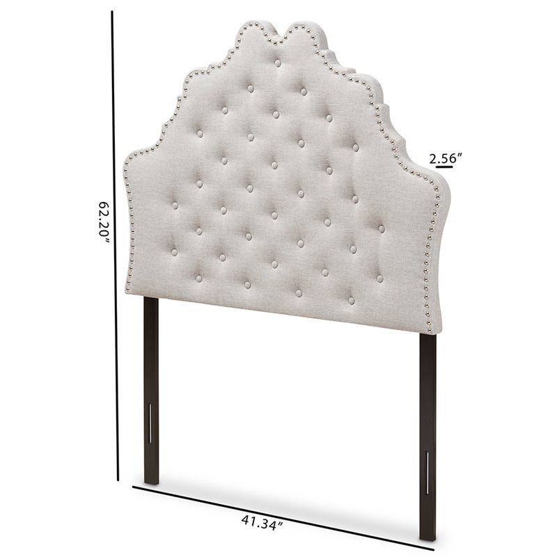 Bowery Hill Modern Tufted Twin Panel Headboard in Grayish Beige