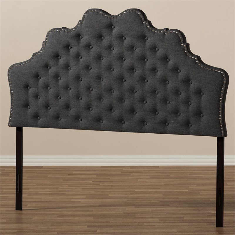 Bowery Hill Modern Fabric Tufted Queen Panel Headboard in Gray