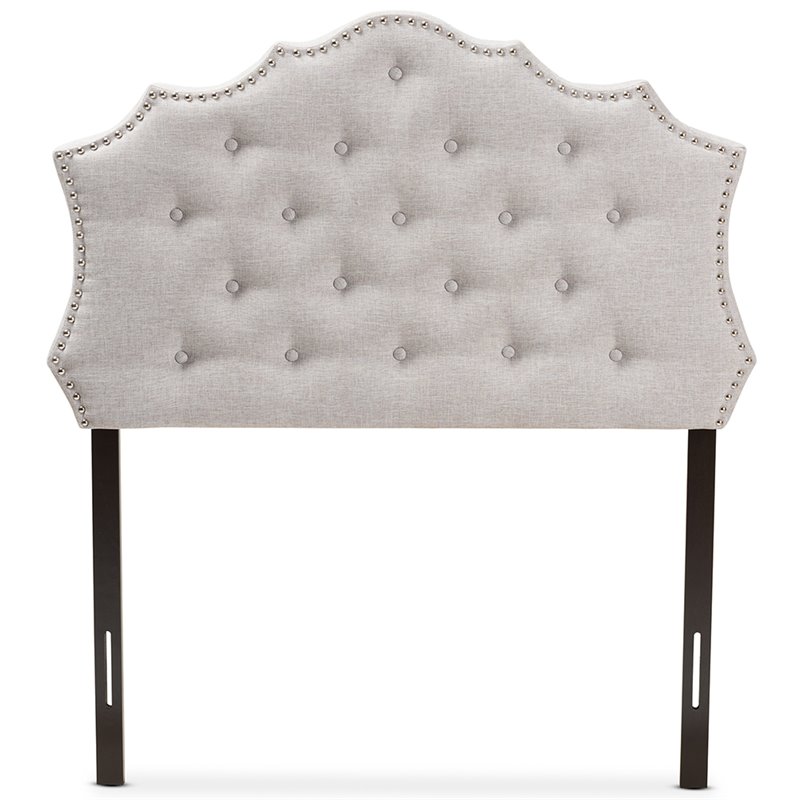 Bowery Hill Polyester Grayish Beige Twin Headboard Rectangular Upholstered