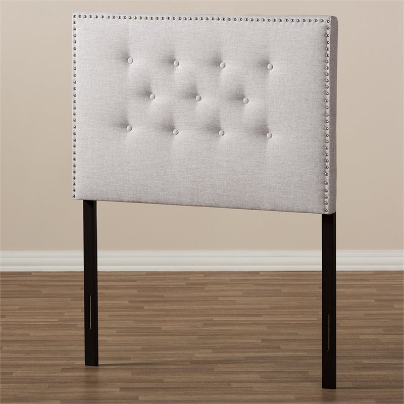 Bowery Hill Modern Fabric Tufted Twin Panel Headboard in Gray