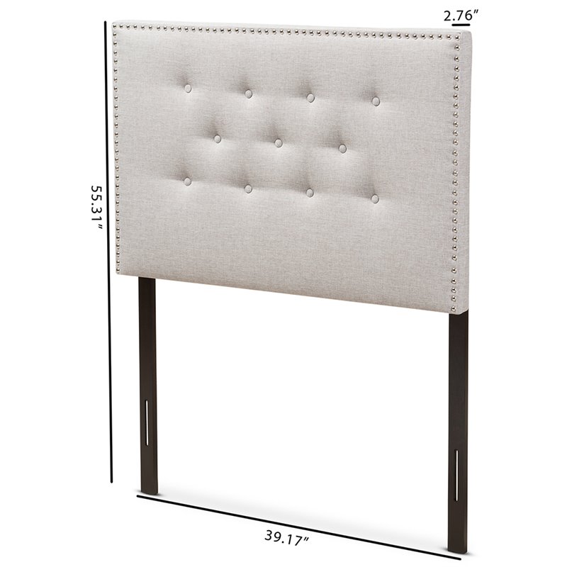 Bowery Hill Modern Fabric Tufted Twin Panel Headboard in Gray