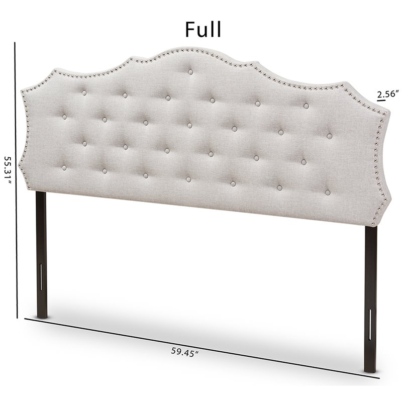 Bowery Hill Modern Tufted Full Panel Headboard in Grayish Beige