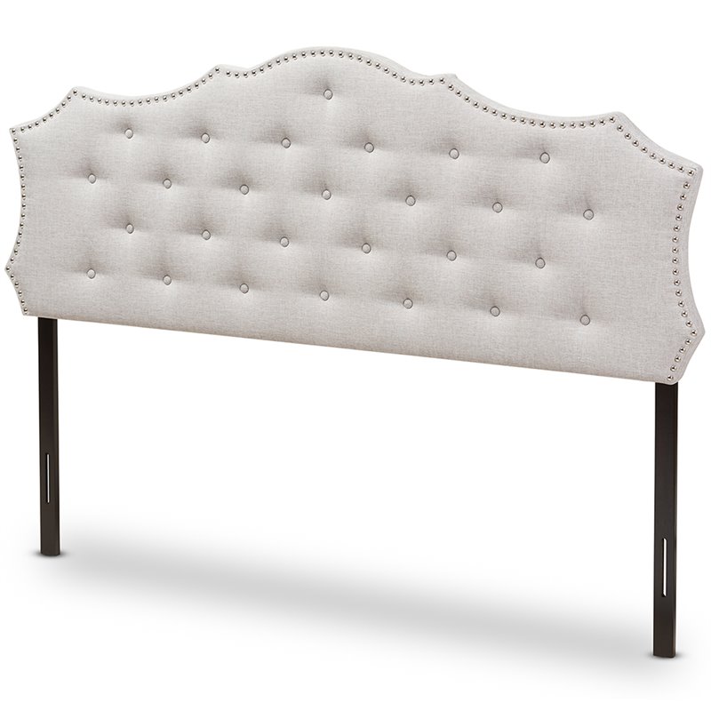 Bowery Hill Modern Tufted Full Panel Headboard in Grayish Beige