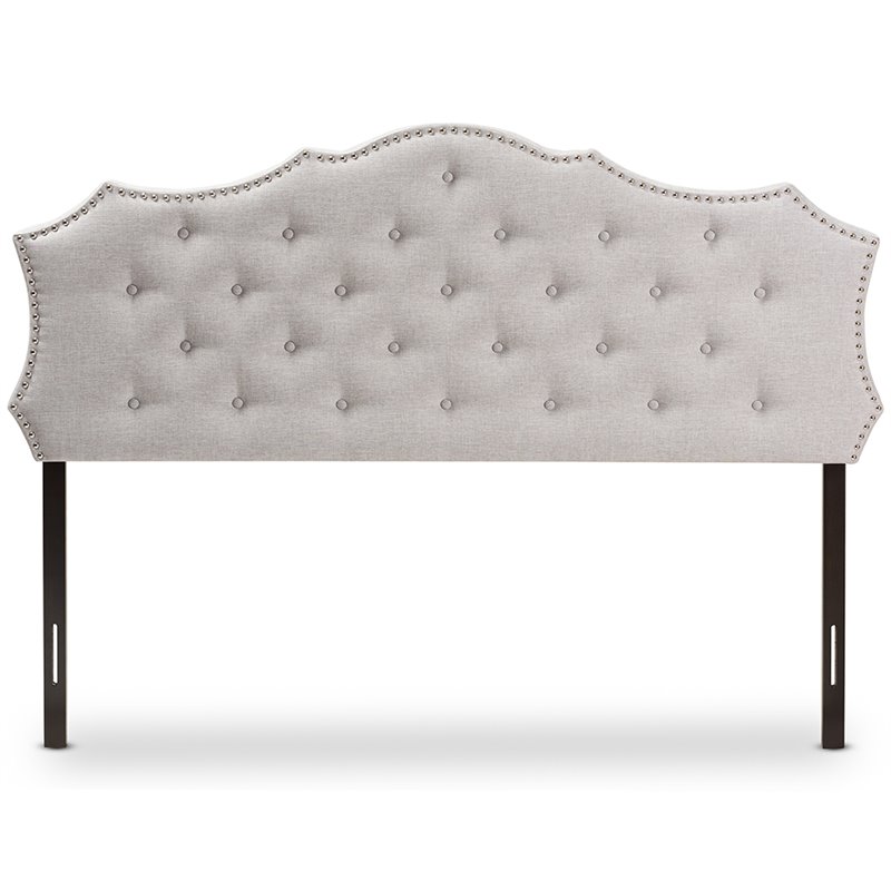 Bowery Hill Modern Tufted Queen Panel Headboard in Grayish Beige