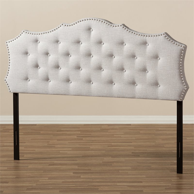 Bowery Hill Modern Tufted Queen Panel Headboard in Grayish Beige