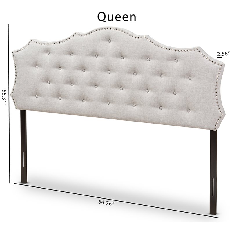 Bowery Hill Modern Tufted Queen Panel Headboard in Grayish Beige