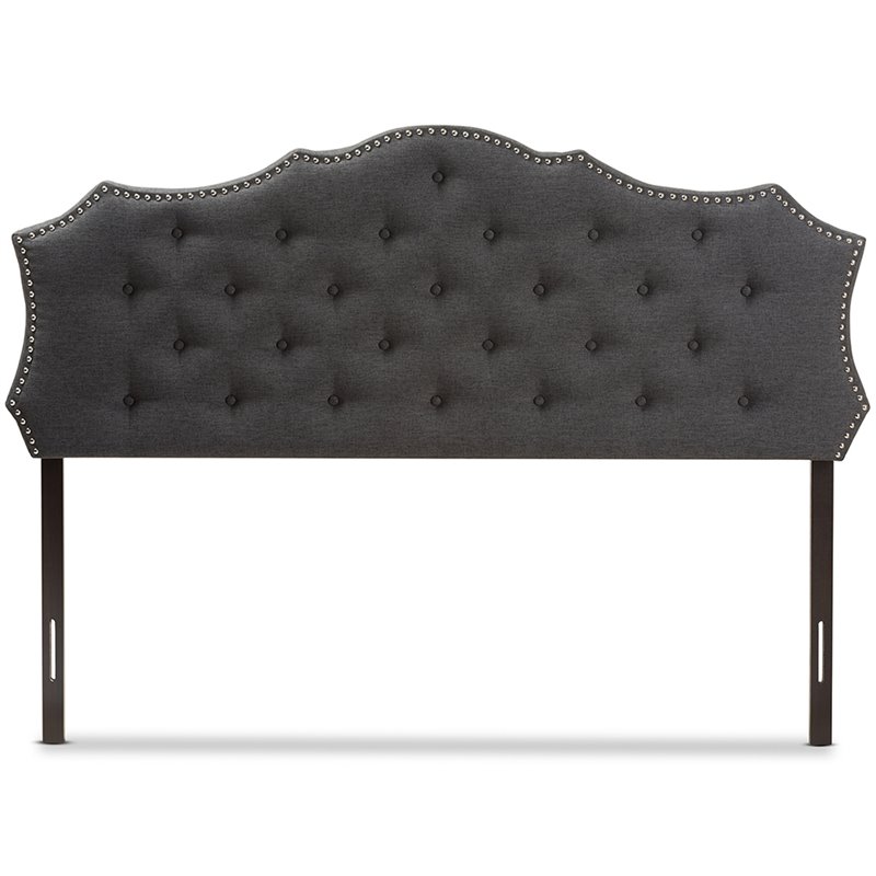 Bowery Hill Modern Tufted Queen Panel Headboard in Dark Gray