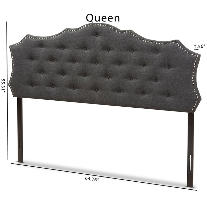 Bowery Hill Modern Tufted Queen Panel Headboard in Dark Gray
