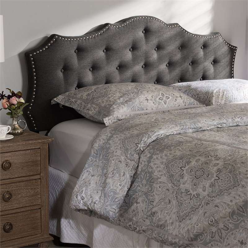 Bowery Hill Modern Fabric Tufted King Panel Headboard in Gray