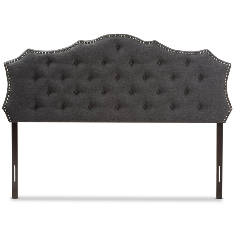 Bowery Hill Modern Fabric Tufted King Panel Headboard in Gray