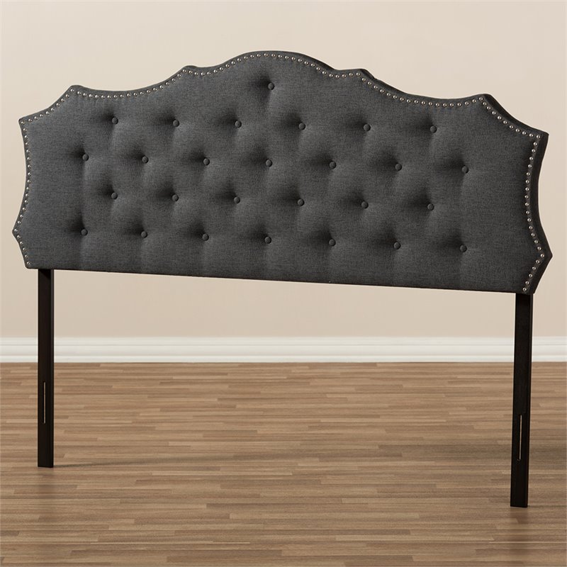 Bowery Hill Modern Fabric Tufted King Panel Headboard in Gray