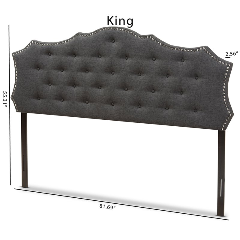 Bowery Hill Modern Fabric Tufted King Panel Headboard in Gray