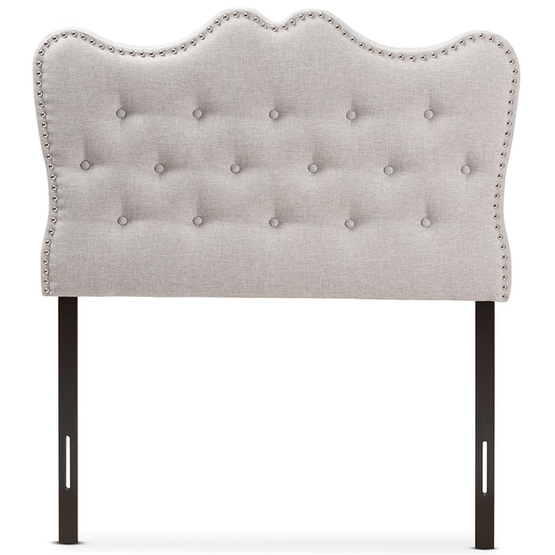 Bowery Hill Modern Tufted Twin Panel Headboard in Grayish Beige