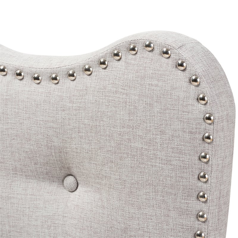 Bowery Hill Modern Tufted Twin Panel Headboard in Grayish Beige