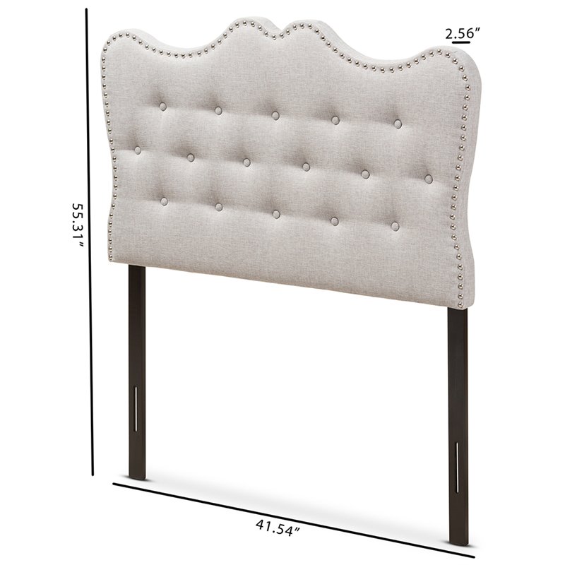 Bowery Hill Modern Tufted Twin Panel Headboard in Grayish Beige