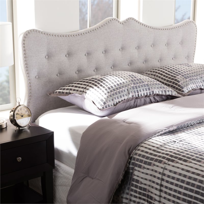Bowery Hill Modern Tufted Queen Panel Headboard in Grayish Beige