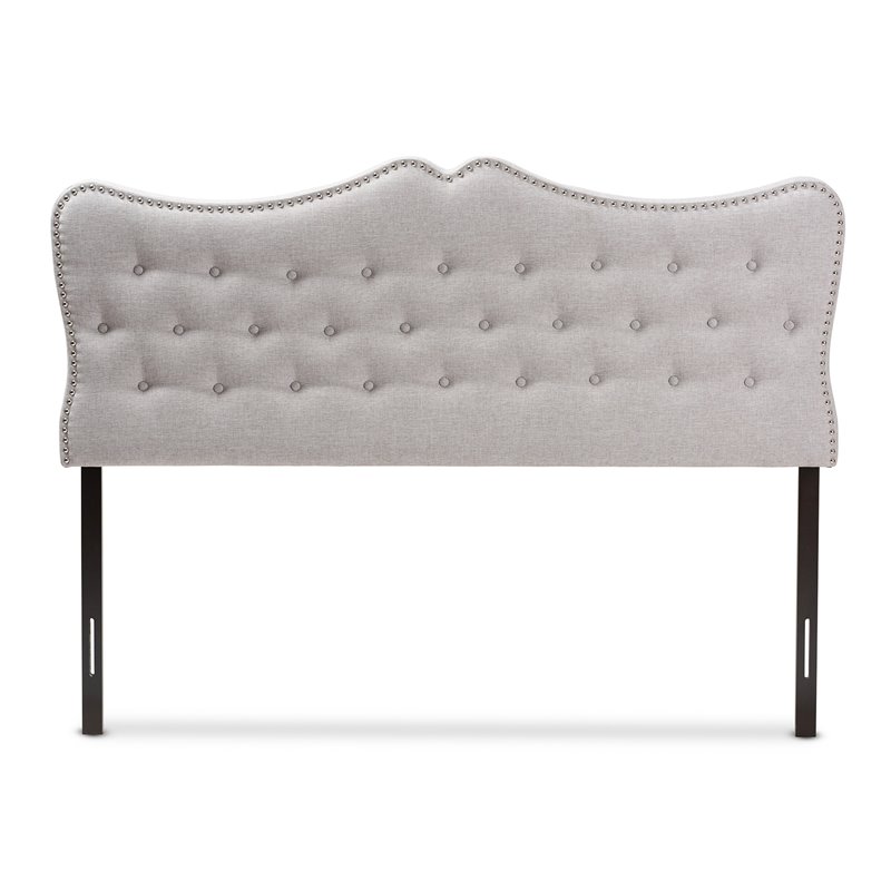 Bowery Hill Modern Tufted Queen Panel Headboard in Grayish Beige