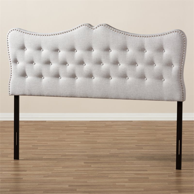 Bowery Hill Modern Tufted Queen Panel Headboard in Grayish Beige