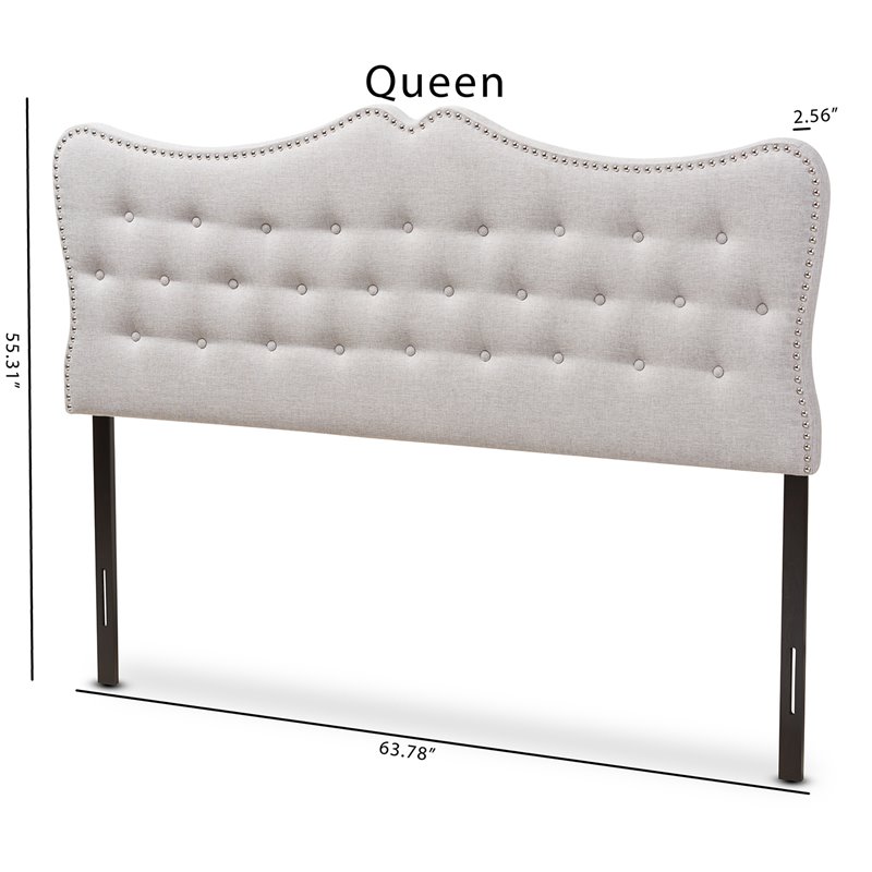 Bowery Hill Modern Tufted Queen Panel Headboard in Grayish Beige