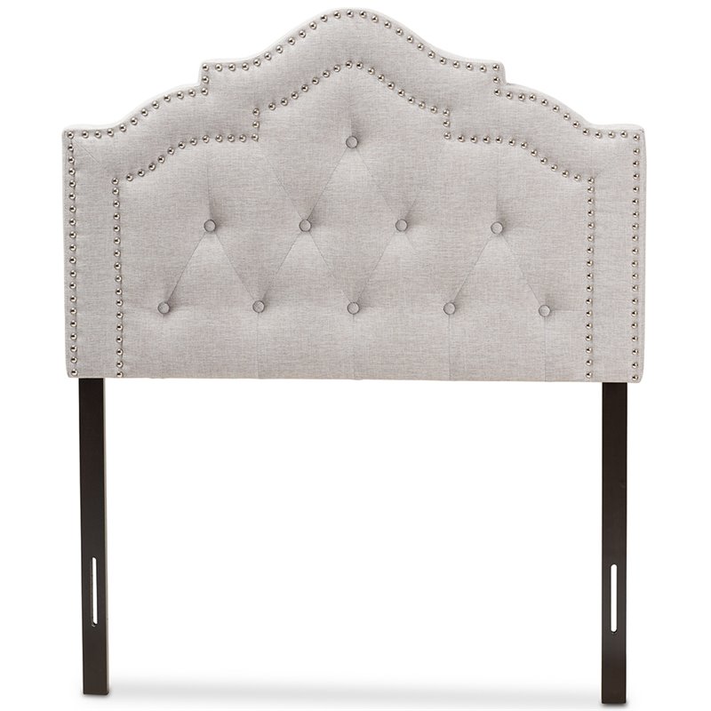 Bowery Hill Modern Tufted Twin Panel Headboard in Grayish Beige