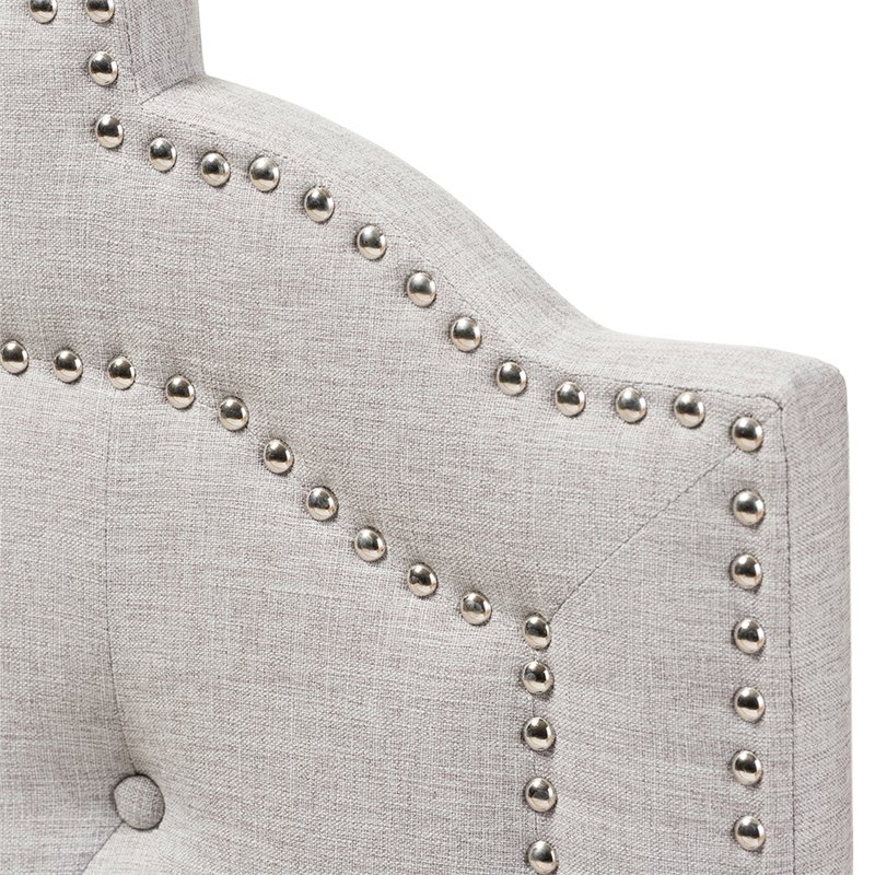 Bowery Hill Modern Tufted Twin Panel Headboard in Grayish Beige