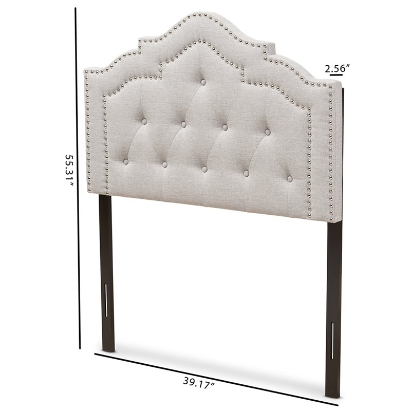 Bowery Hill Modern Tufted Twin Panel Headboard in Grayish Beige