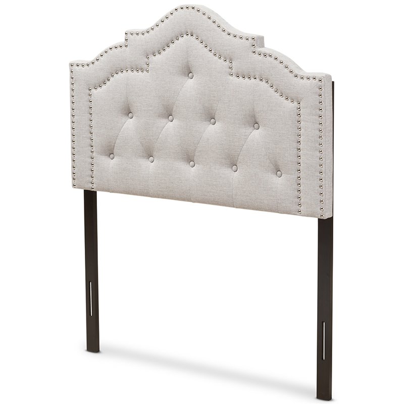 Bowery Hill Modern Tufted Twin Panel Headboard in Grayish Beige
